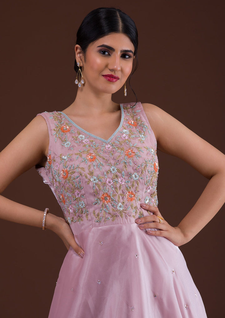 Lavender Sequins Tissue Designer Gown-Koskii