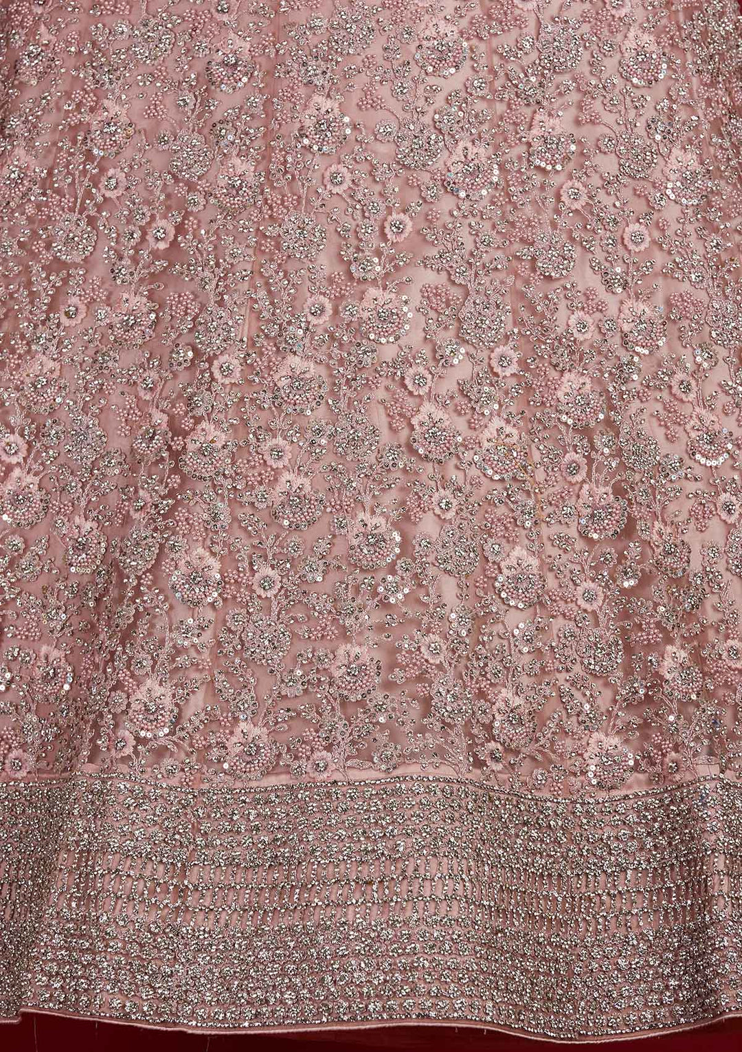 Lavender Silver Stonework Net Designer Semi-Stitched Lehenga - Koskii