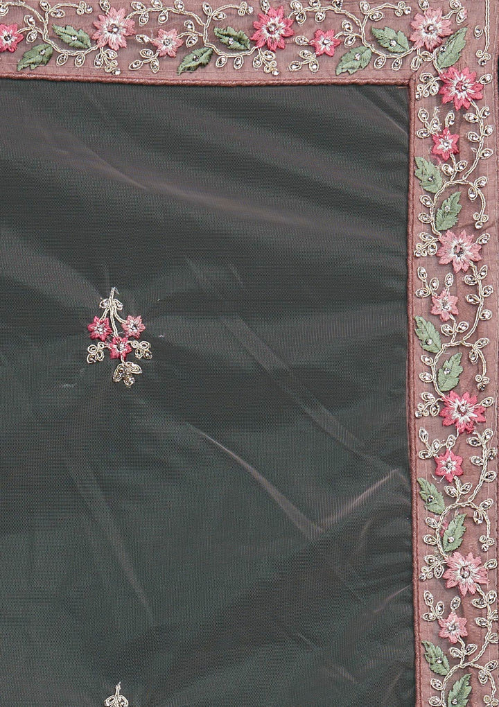 Lavender Silver Stonework Net Designer Lehenga-Koskii