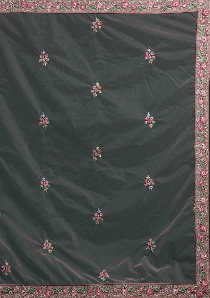 Lavender Silver Stonework Net Designer Lehenga-Koskii