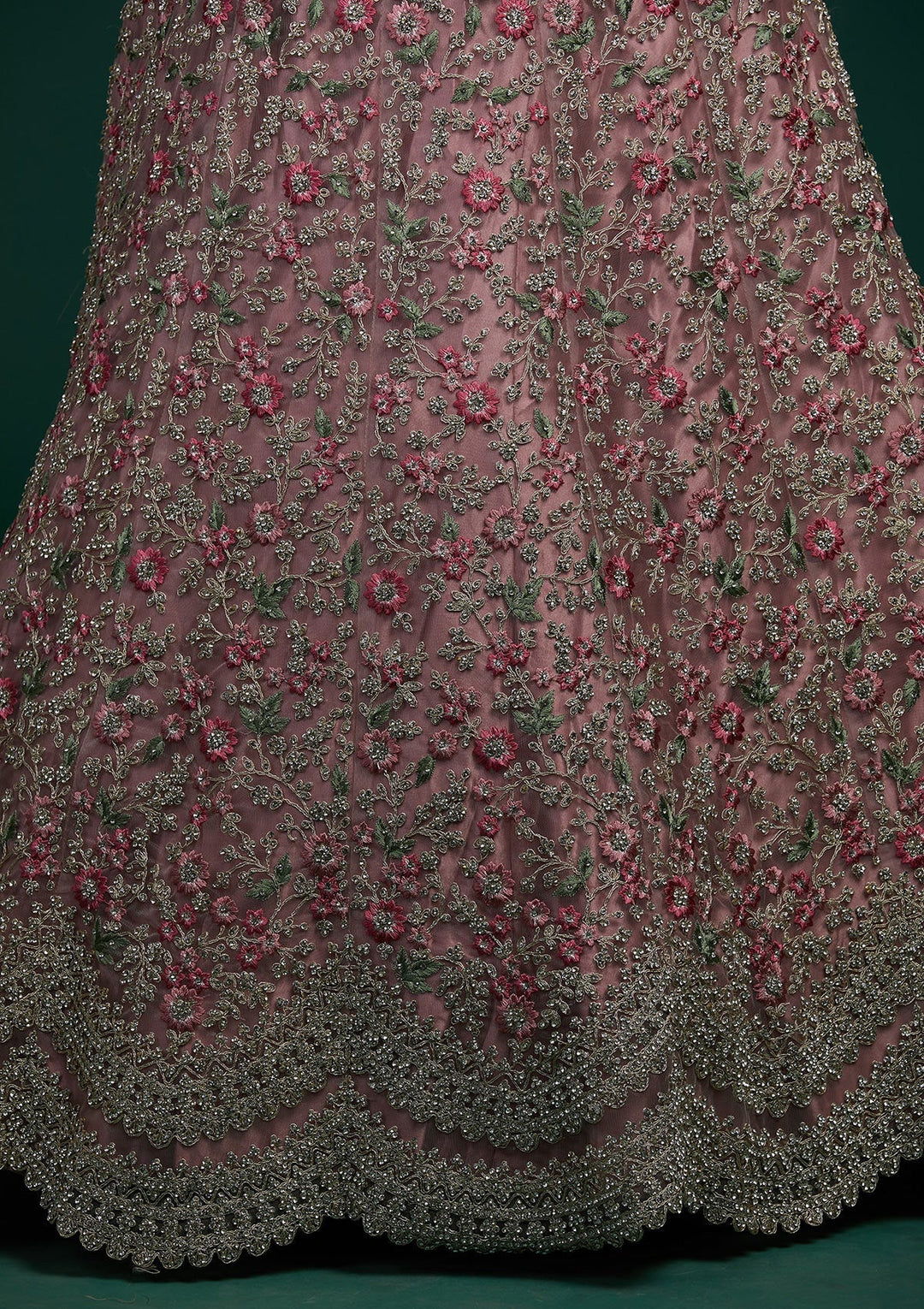 Lavender Silver Stonework Net Designer Lehenga-Koskii