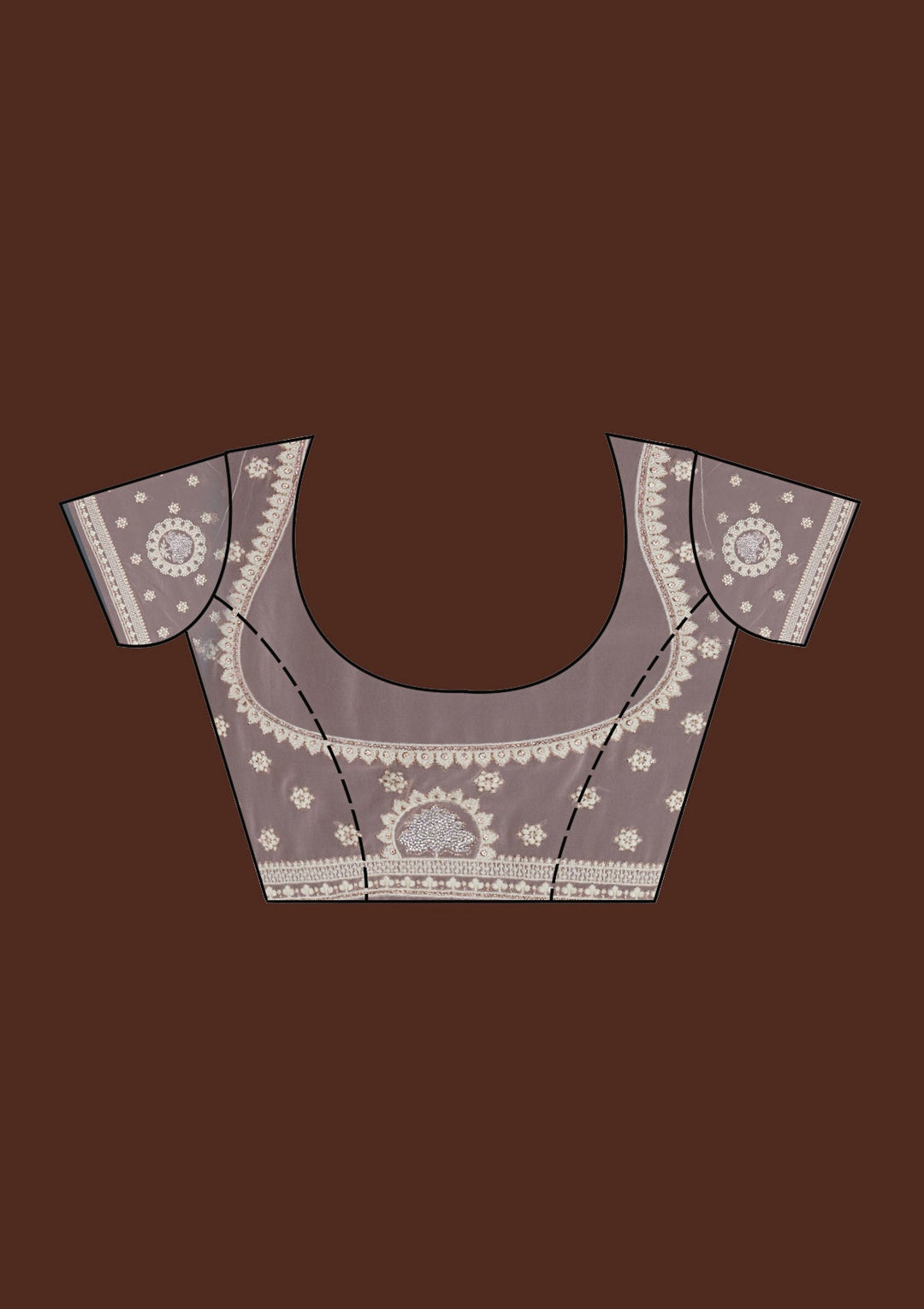 Lavender Silver Stonework Net Saree-Koskii