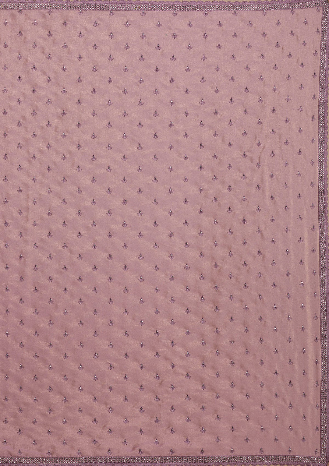Lavender Silver Stonework Crepe Saree-Koskii