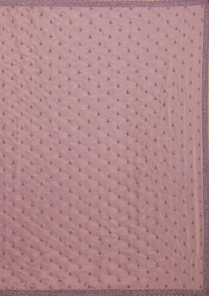 Lavender Silver Stonework Crepe Saree-Koskii