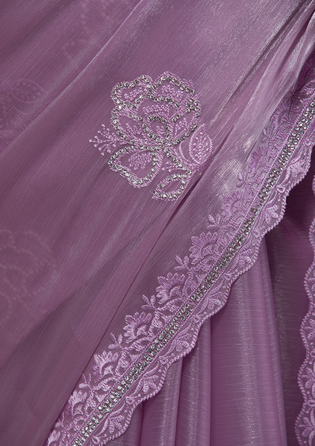 Lavender Stonework Shimmer Saree-Koskii