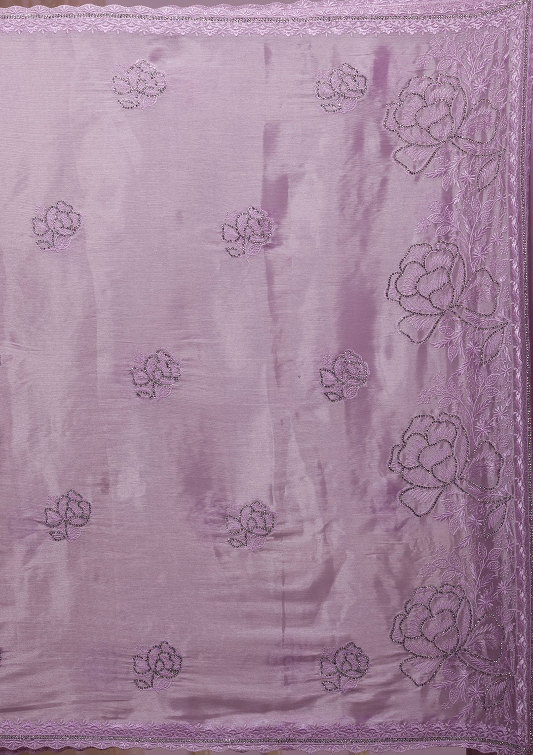 Lavender Stonework Shimmer Saree-Koskii