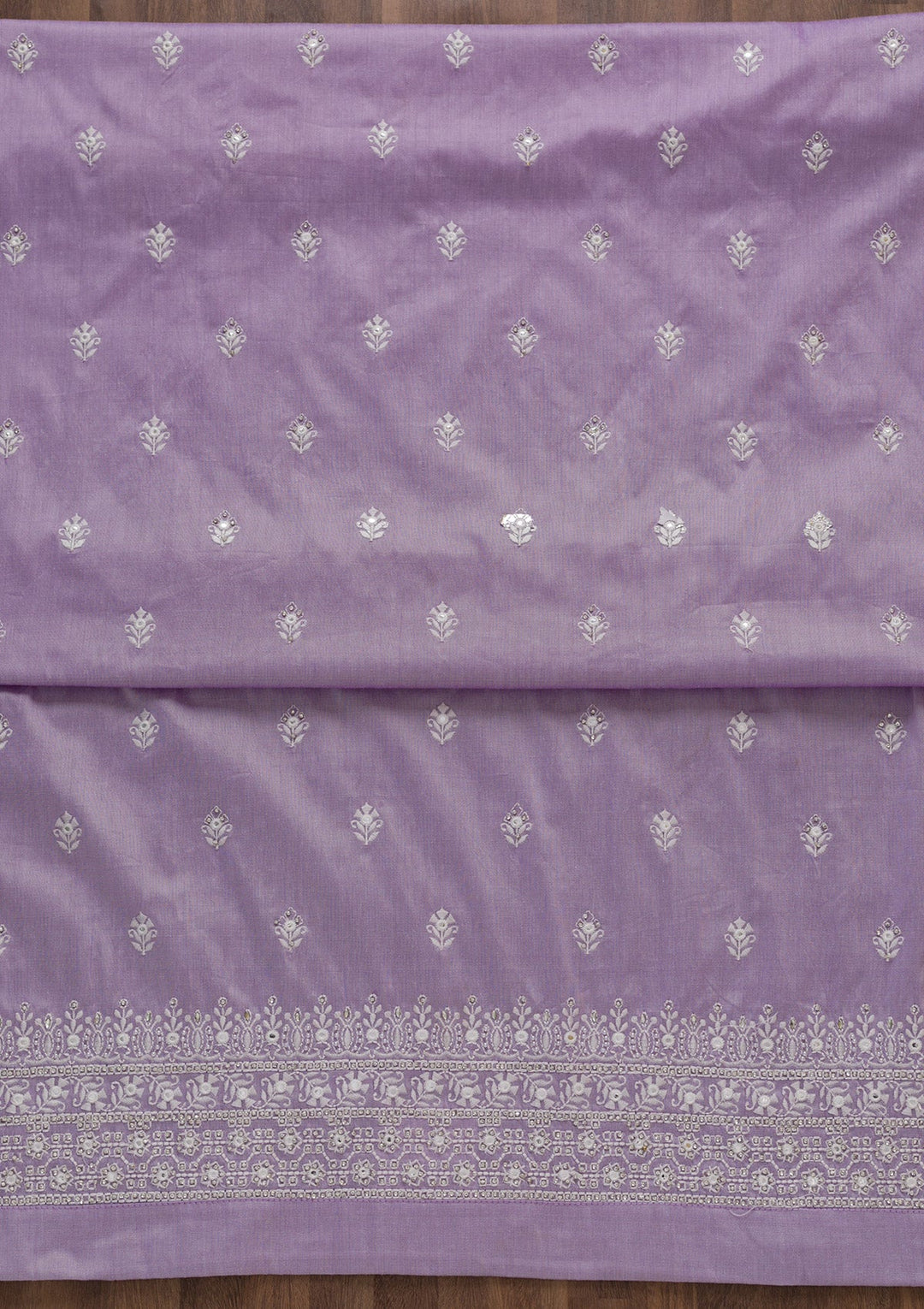Lavender Stonework Cotton Unstitched Salwar Suit-Koskii