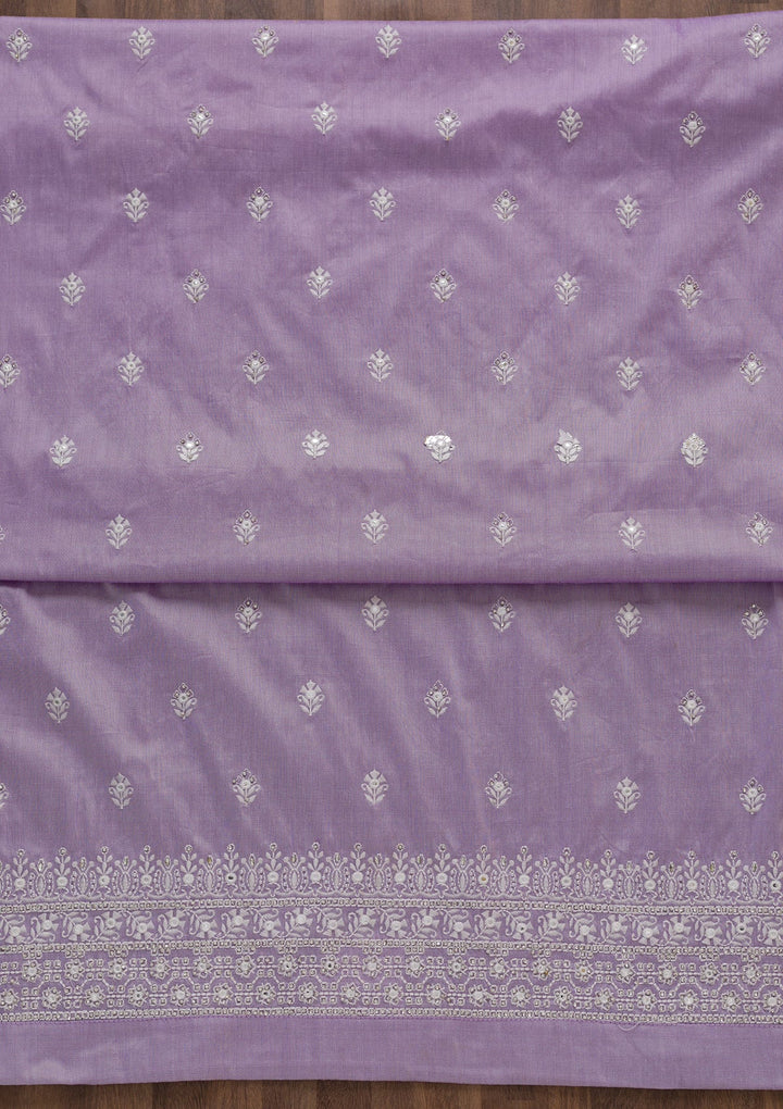 Lavender Stonework Cotton Unstitched Salwar Suit-Koskii