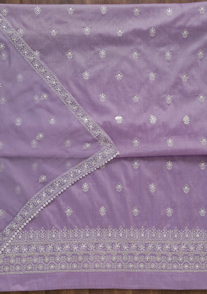 Lavender Stonework Cotton Unstitched Salwar Suit-Koskii