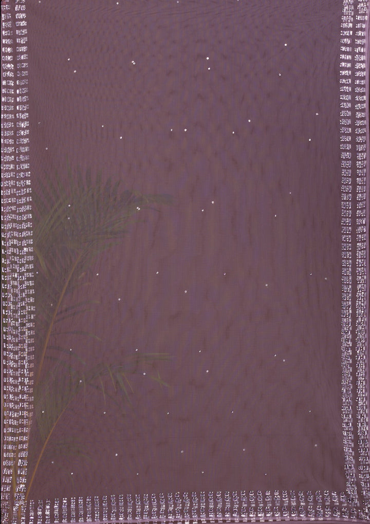 Lavender Stonework Net Readymade Lehenga-Koskii