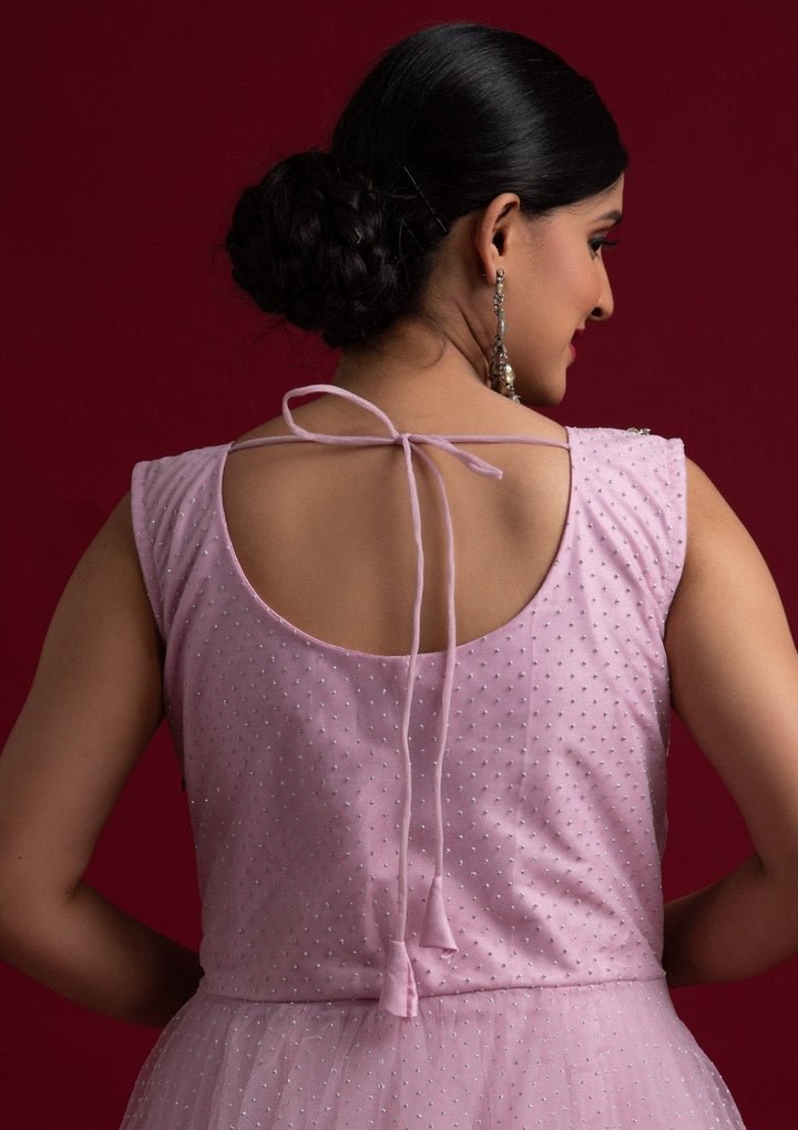 Lavender Stonework Net Designer Gown - koskii