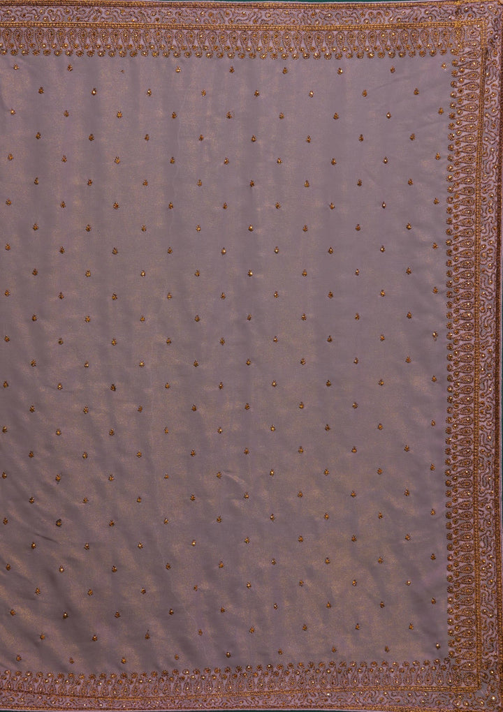 Lavender Stonework Shimmer Saree - Koskii