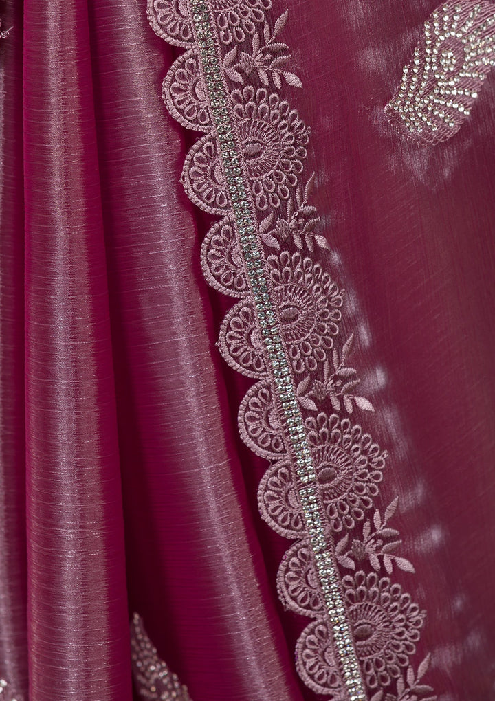 Lavender Stonework Tissue Saree-Koskii