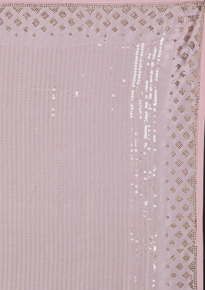 Lavender Swarovski Semi Crepe Designer Saree - koskii