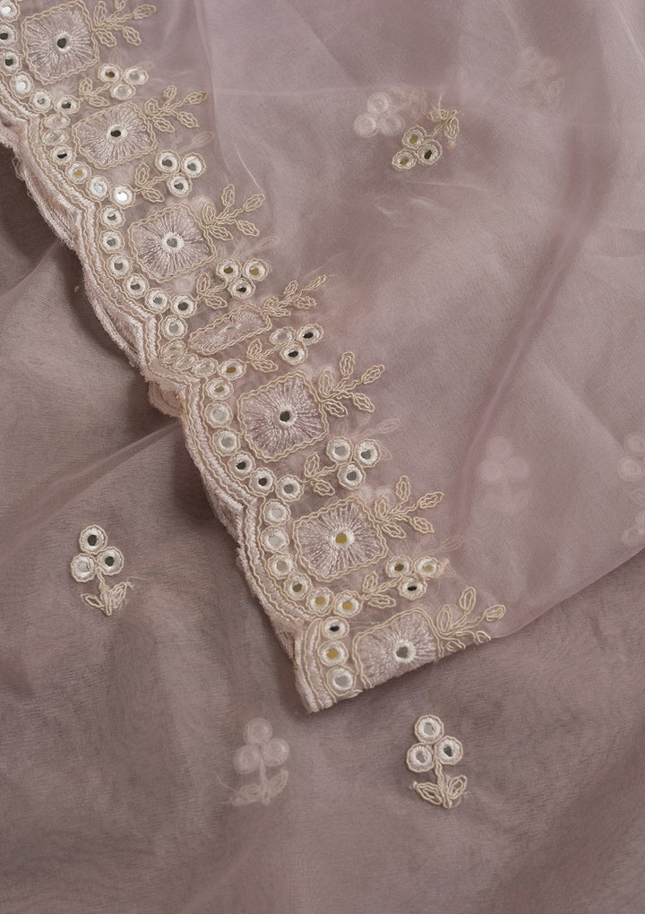 Lavender Threadwork Net Dupatta-Koskii