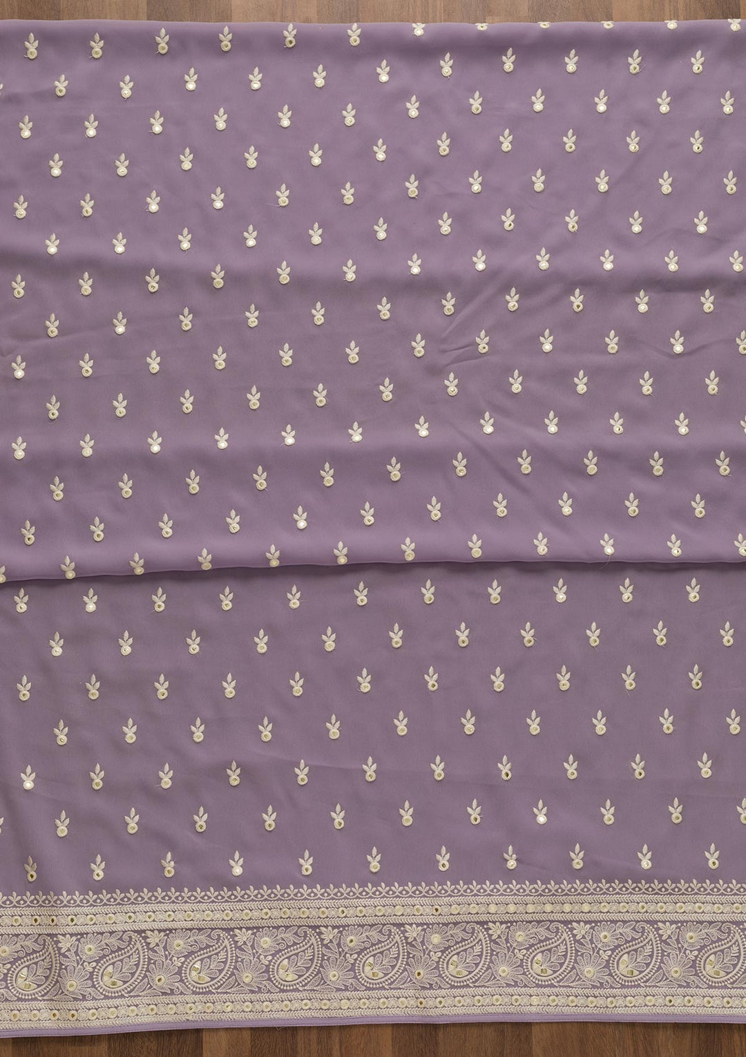 Lavender Threadwork Georgette Unstitched Salwar Suit-Koskii
