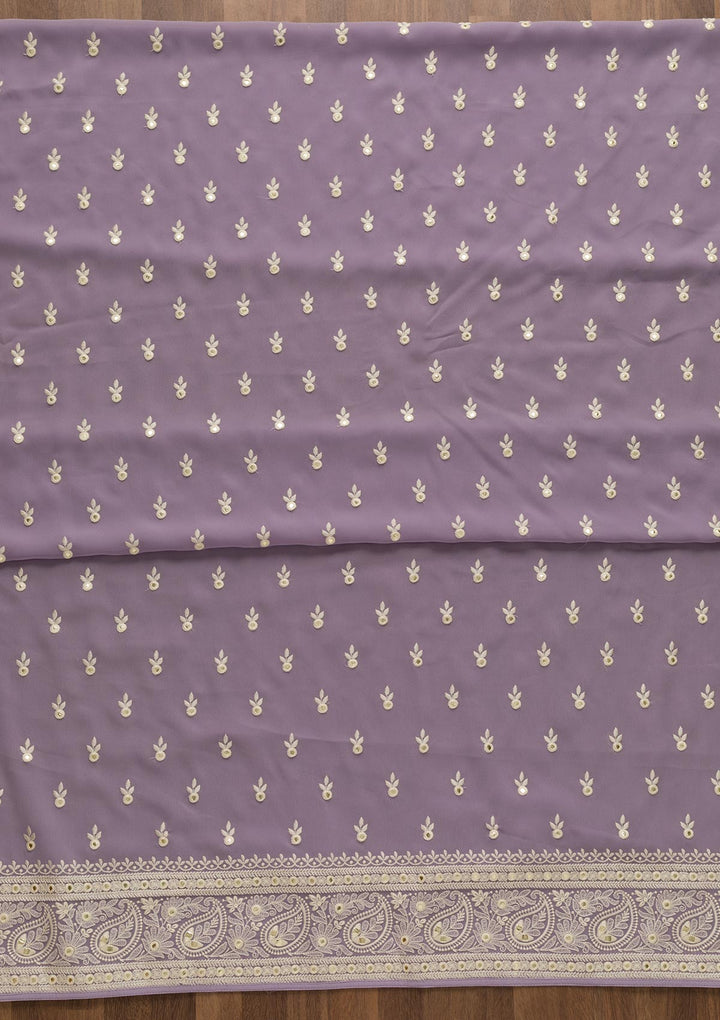 Lavender Threadwork Georgette Unstitched Salwar Suit-Koskii