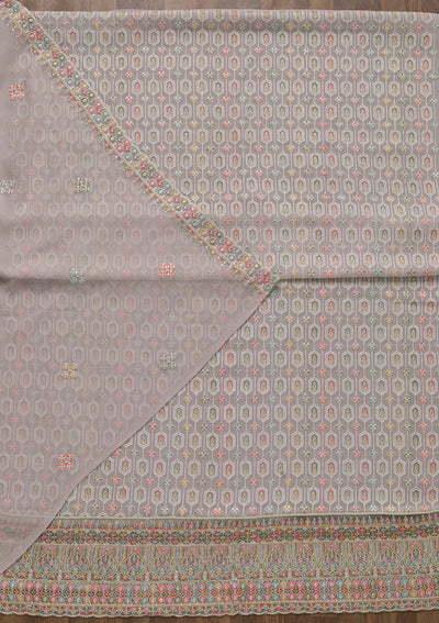 Lavender Threadwork Georgette Unstitched Salwar Suit-Koskii