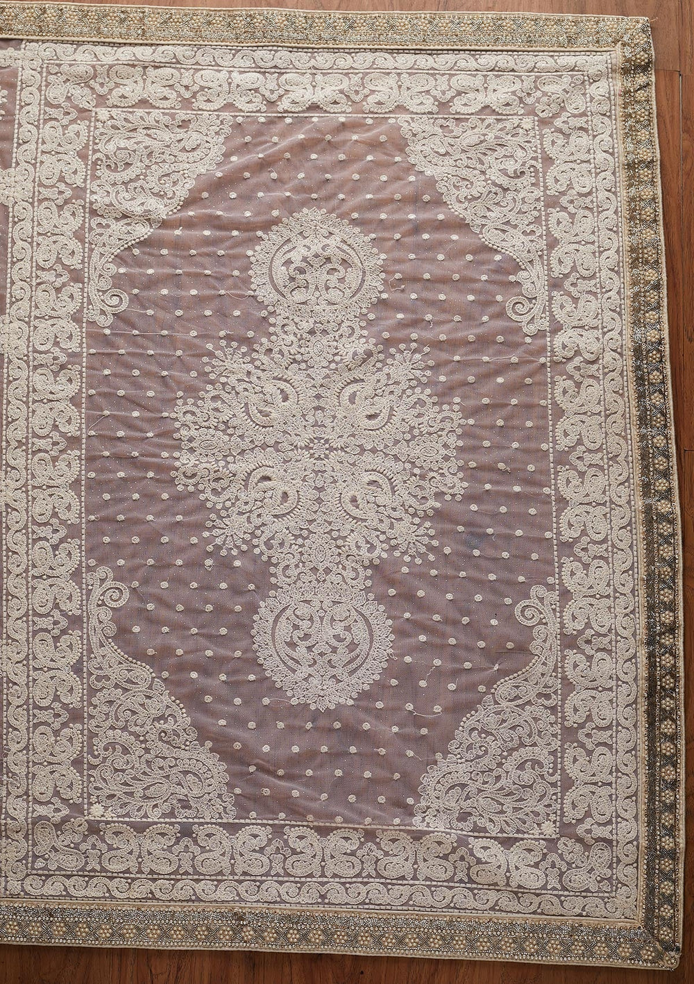 Lavender Threadwork Net Designer Saree - koskii
