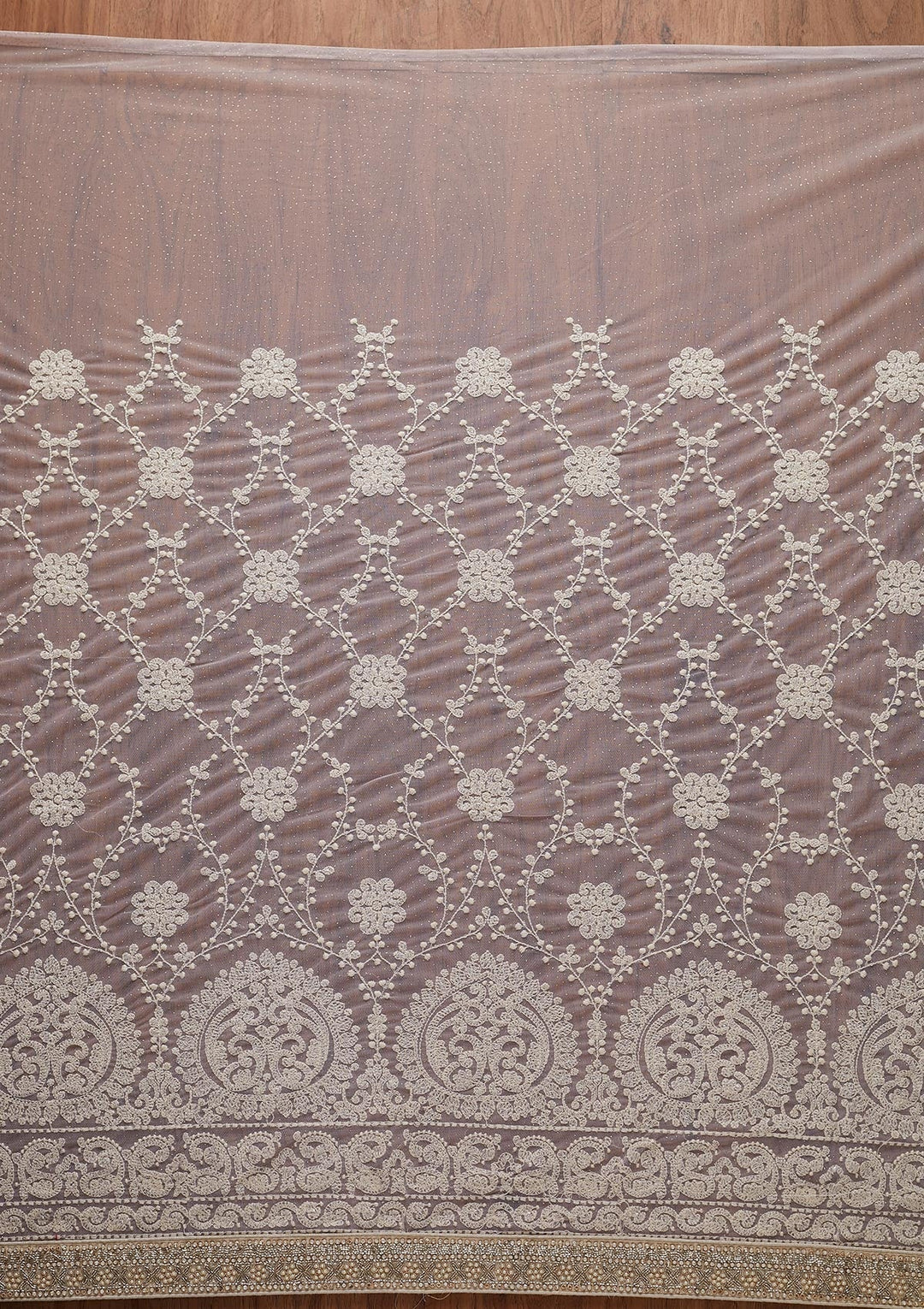 Lavender Threadwork Net Designer Saree - koskii