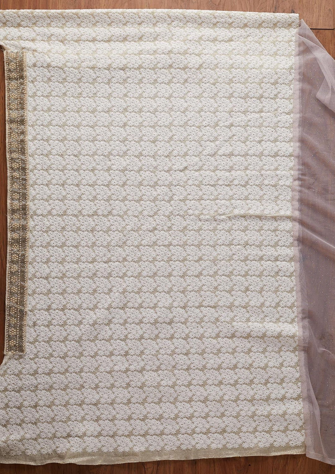 Lavender Threadwork Net Designer Saree - koskii
