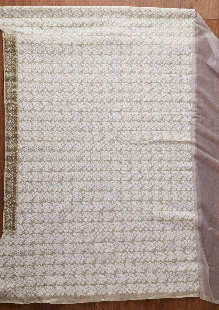 Lavender Threadwork Net Designer Saree - koskii