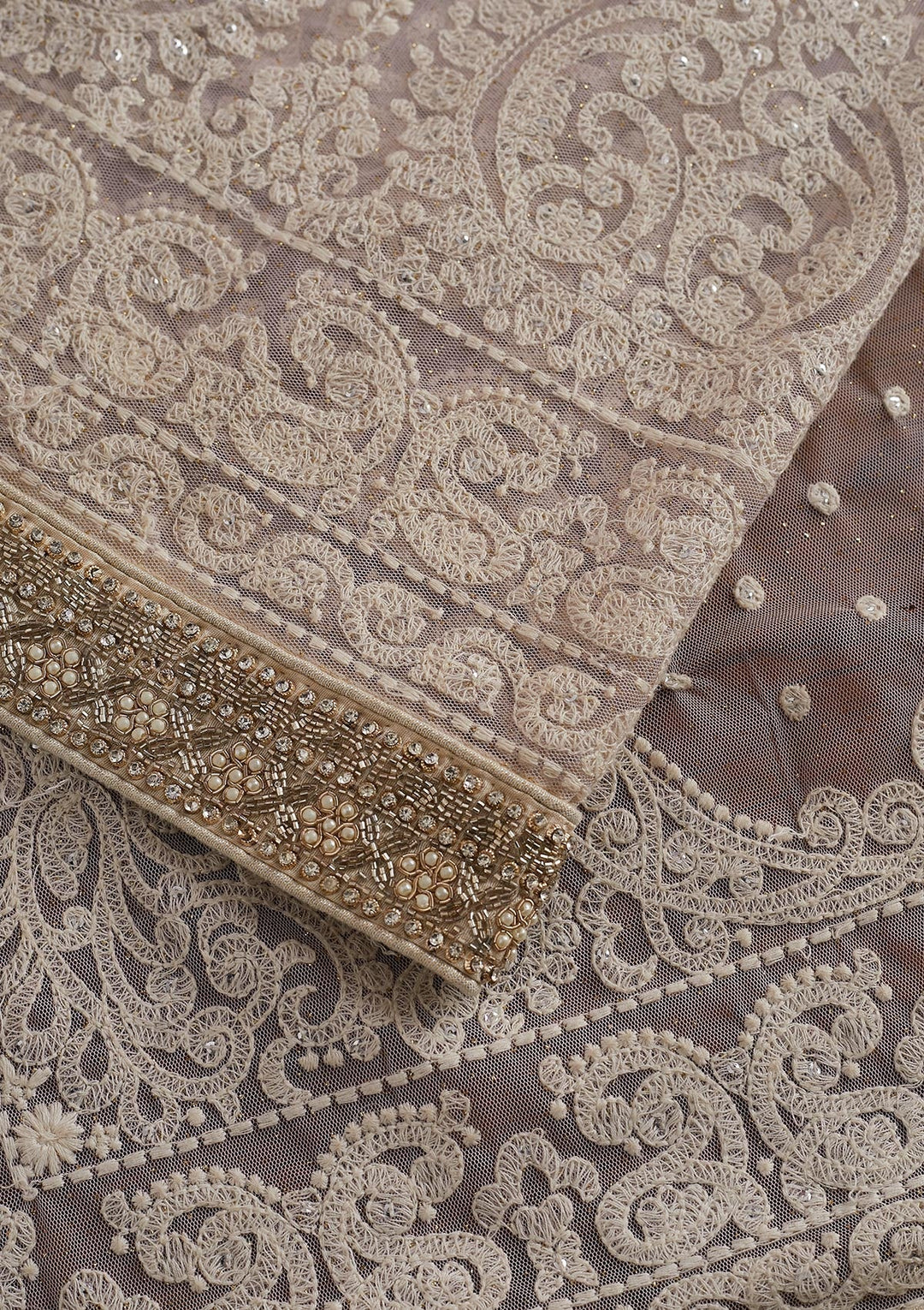Lavender Threadwork Net Designer Saree - koskii