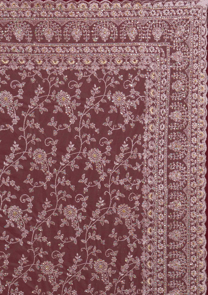 Lavender Threadwork Net Designer Saree - Koskii