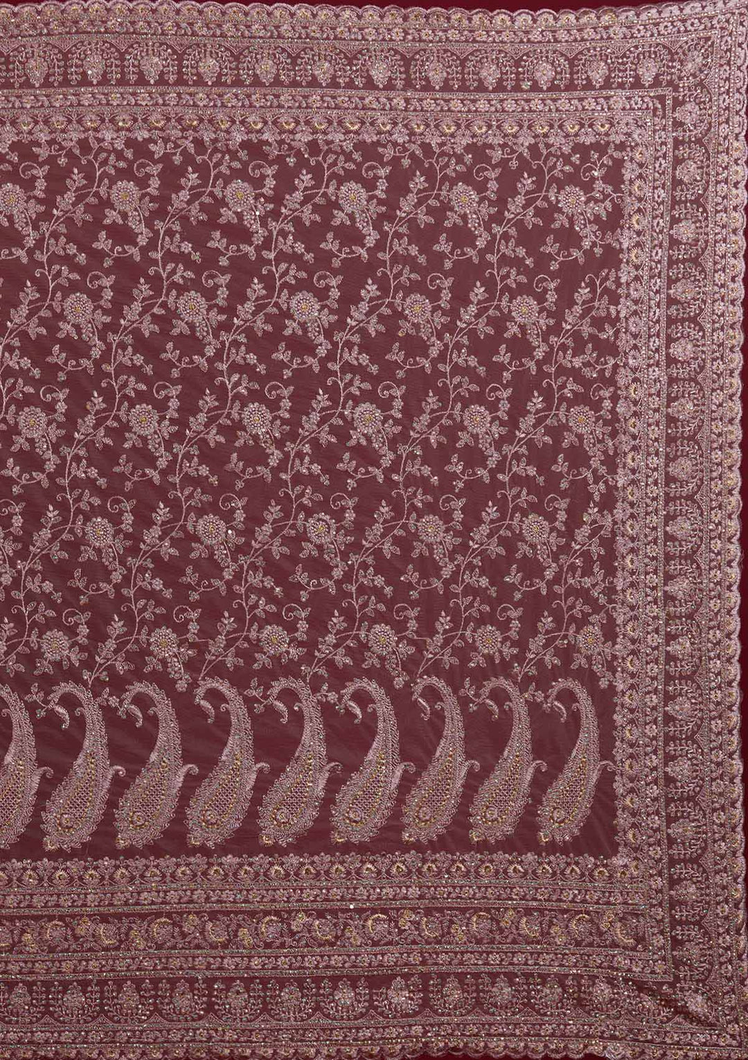 Lavender Threadwork Net Designer Saree - Koskii