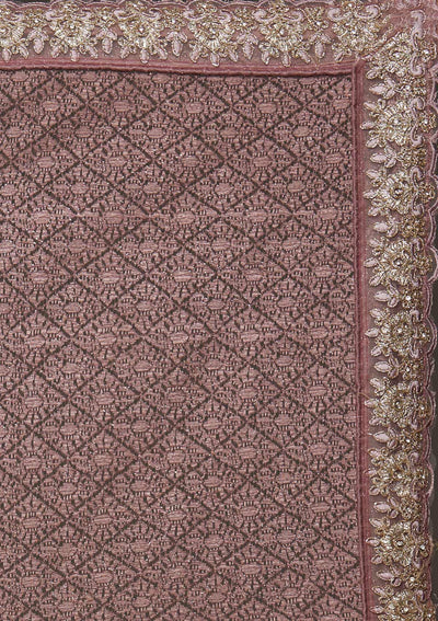 Lavender Threadwork Net Designer Saree - Koskii