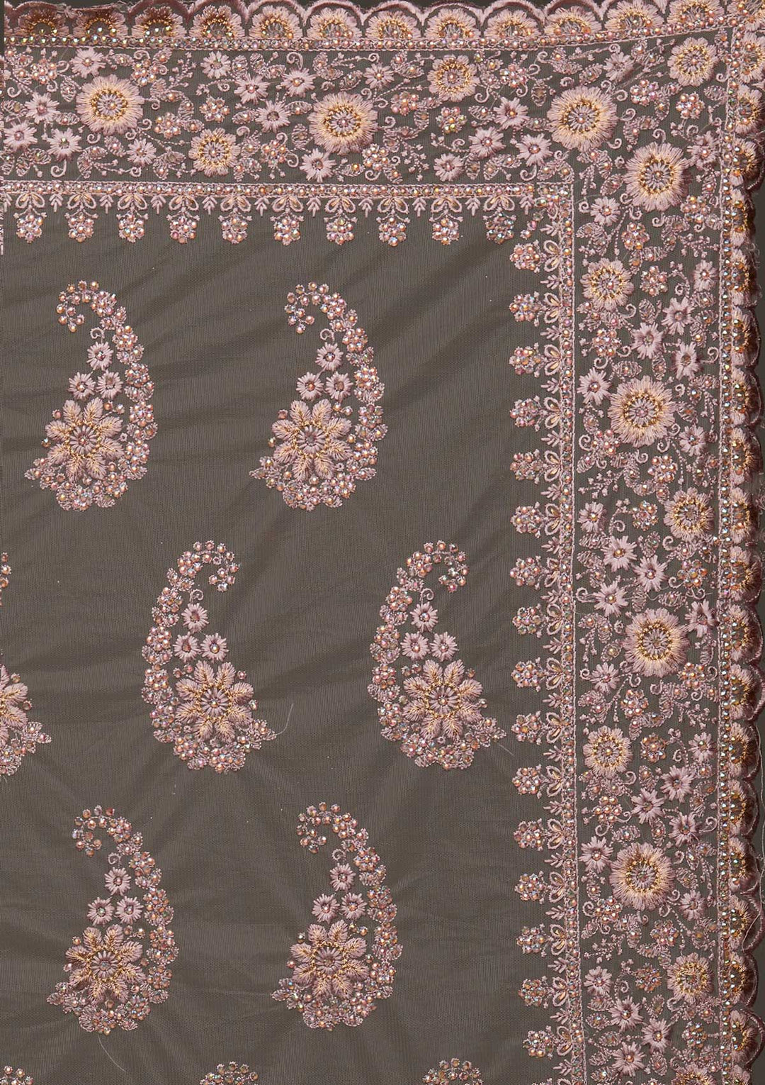 Lavender Threadwork Net Designer Saree - Koskii