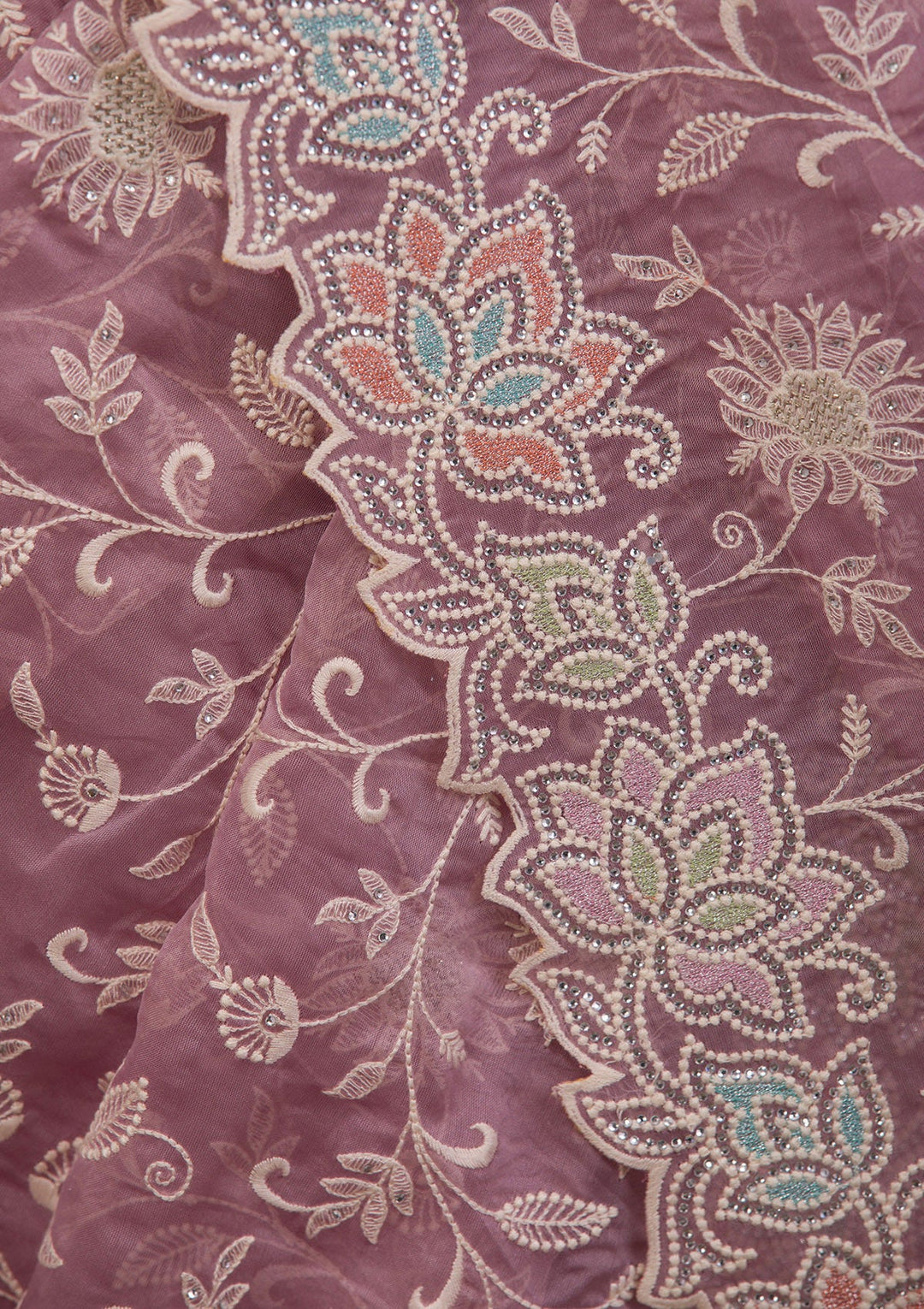 Lavender Threadwork Organza Saree-Koskii