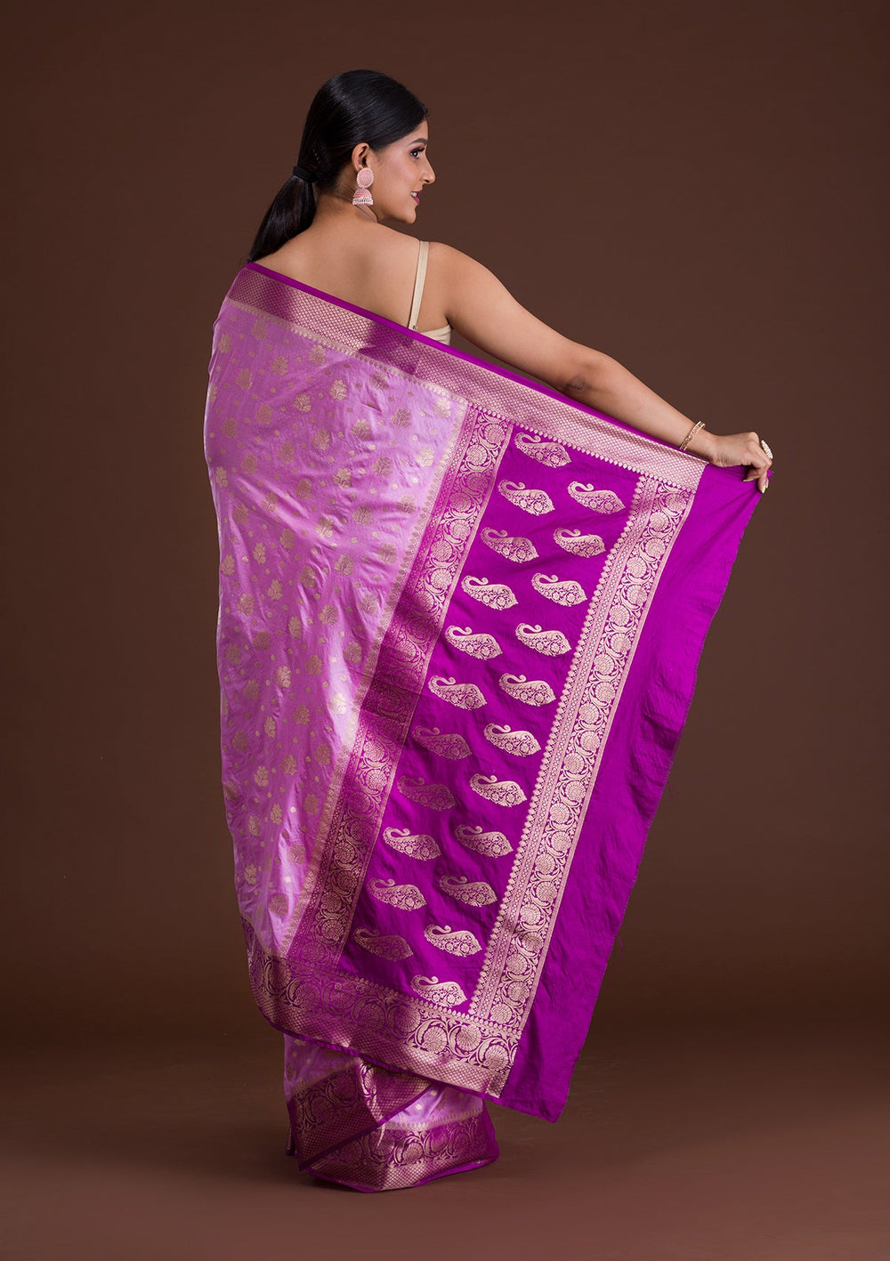 Lavender Zariwork Art Silk Saree-Koskii