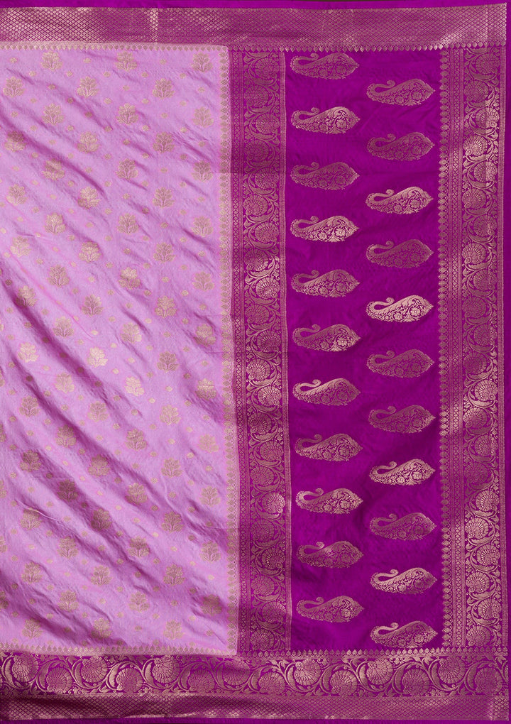 Lavender Zariwork Art Silk Saree-Koskii