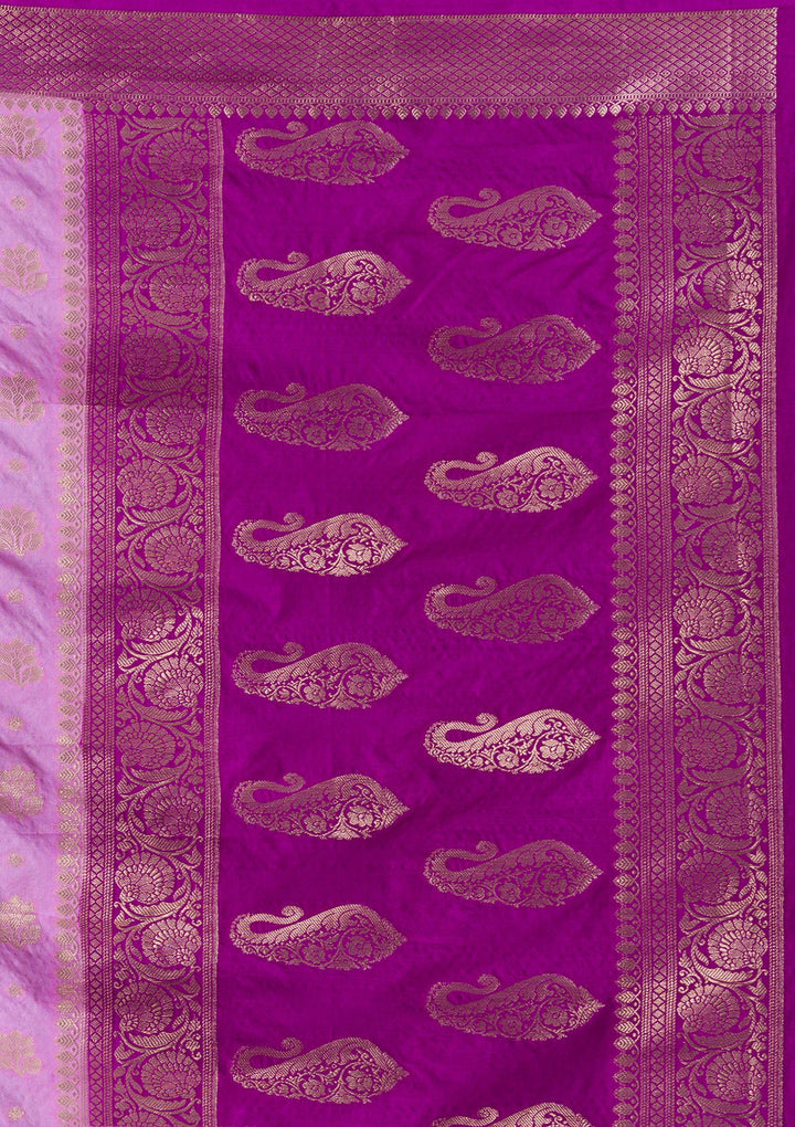 Lavender Zariwork Art Silk Saree-Koskii
