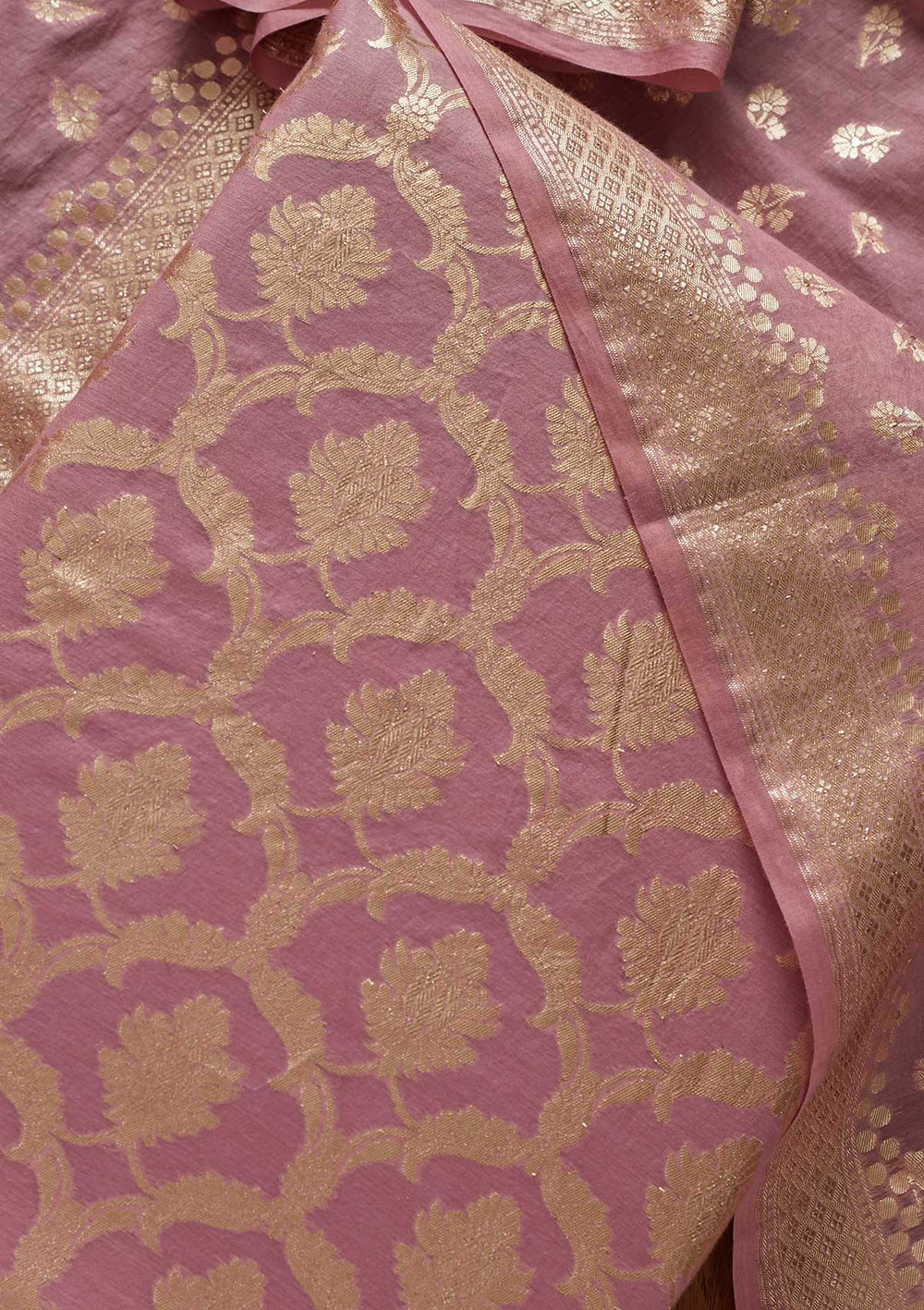 Lavender Zariwork Banarasi Designer Unstitched Salwar Suit - koskii