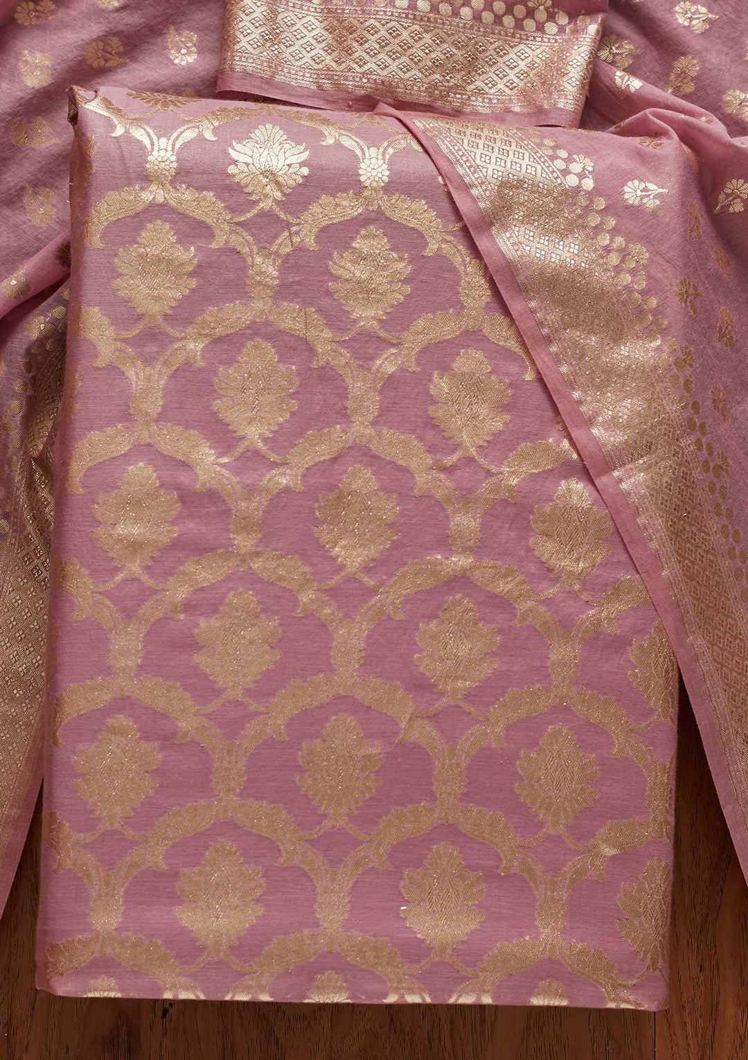 Lavender Zariwork Banarasi Designer Unstitched Salwar Suit - koskii