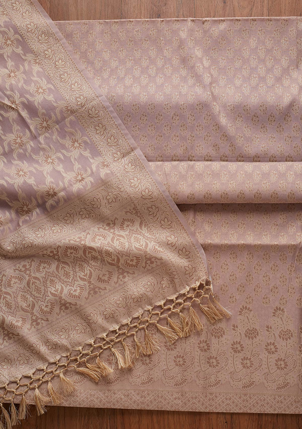 Lavender Zariwork Banarasi Designer Unstitched Salwar Suit - koskii