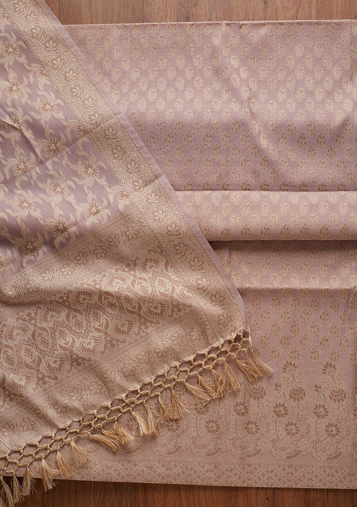 Lavender Zariwork Banarasi Designer Unstitched Salwar Suit - koskii