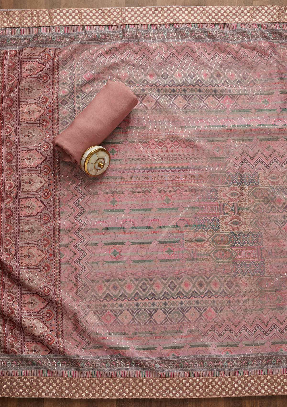 Lavender Zariwork Chanderi Semi-Stitched Salwar Suit-Koskii