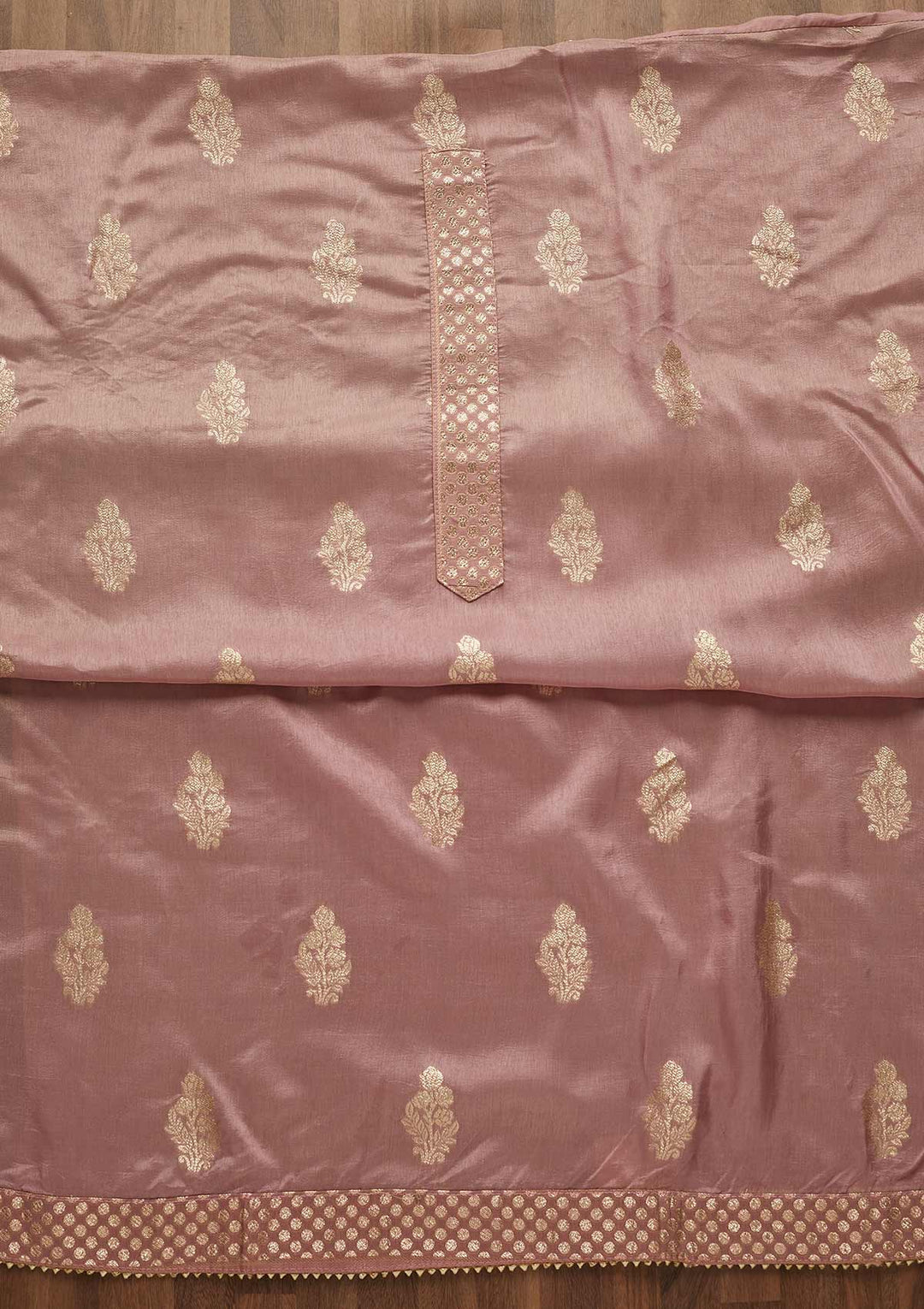 Lavender Zariwork Chanderi Semi-Stitched Salwar Suit-Koskii