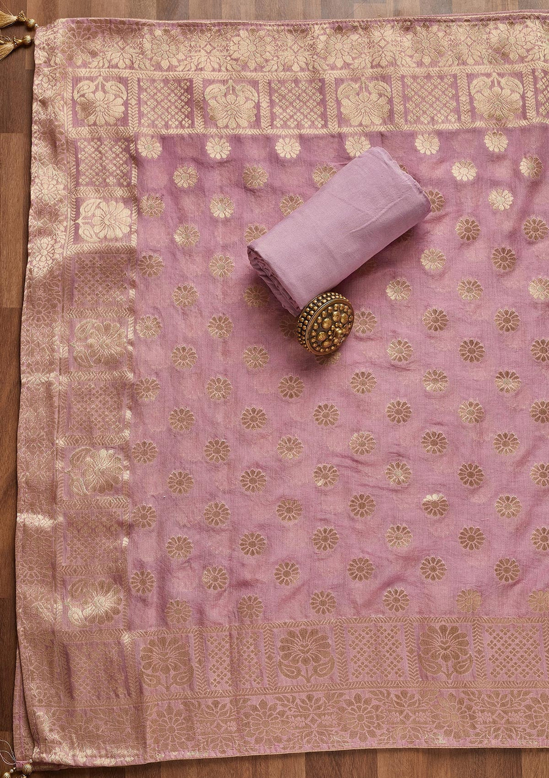 Lavender Zariwork Chanderi Unstitched Salwar Suit - Koskii