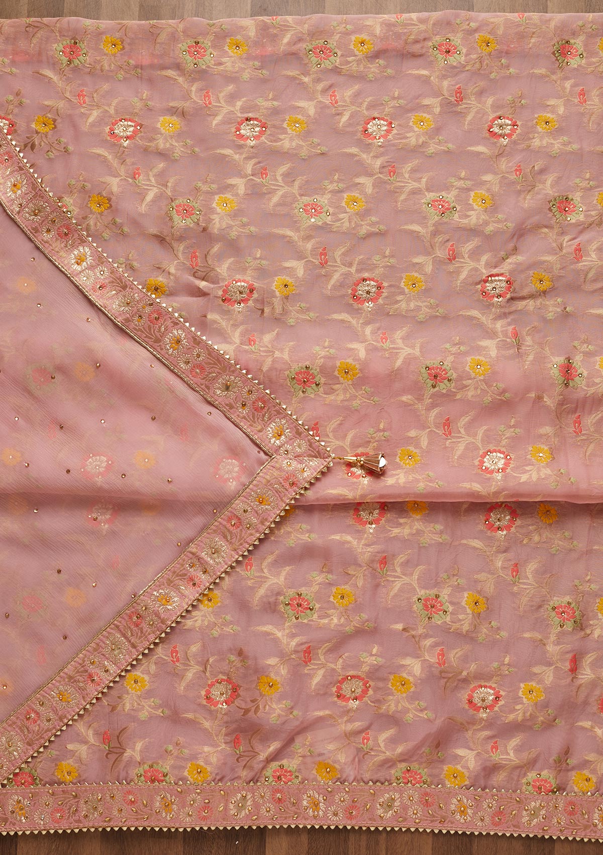 Lavender Zariwork Georgette Unstitched Salwar Suit-Koskii