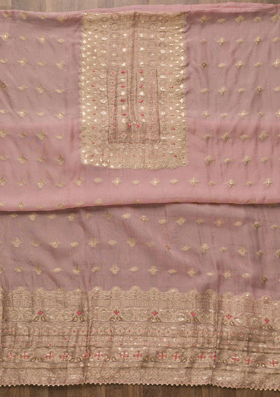 Lavender Zariwork Georgette Unstitched Salwar Suit-Koskii