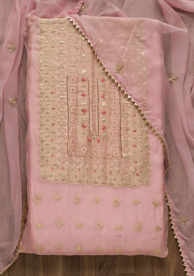 Lavender Zariwork Georgette Unstitched Salwar Suit-Koskii