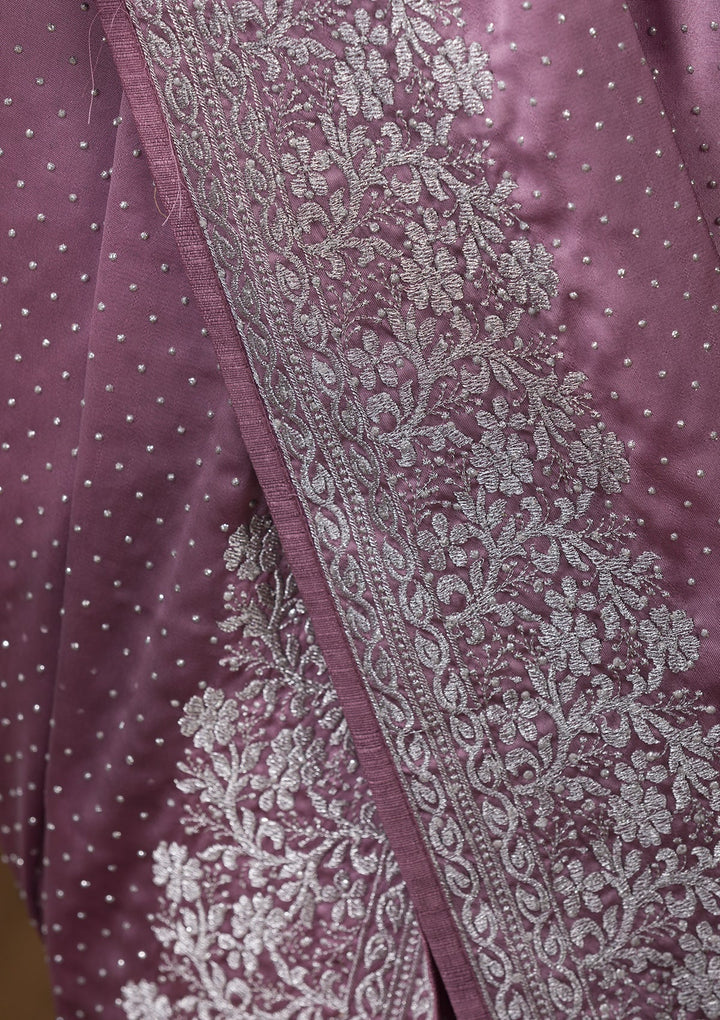 Lavender Zariwork Crepe Saree-Koskii