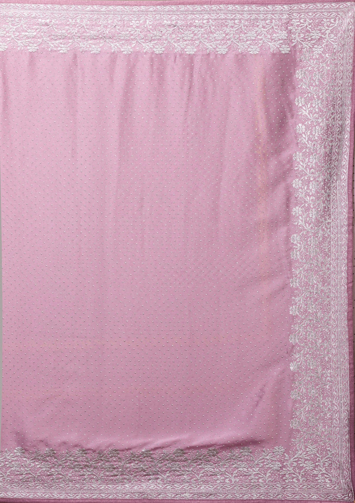 Lavender Zariwork Crepe Saree-Koskii