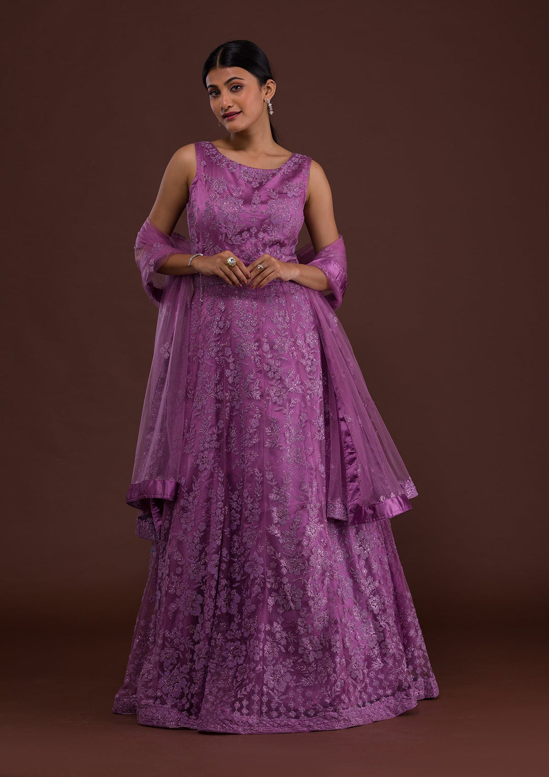 Lavender Zariwork Net Designer Gown-Koskii