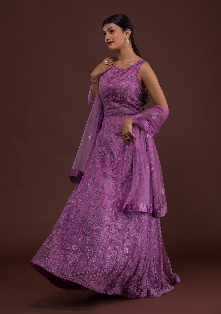 Lavender Zariwork Net Designer Gown-Koskii
