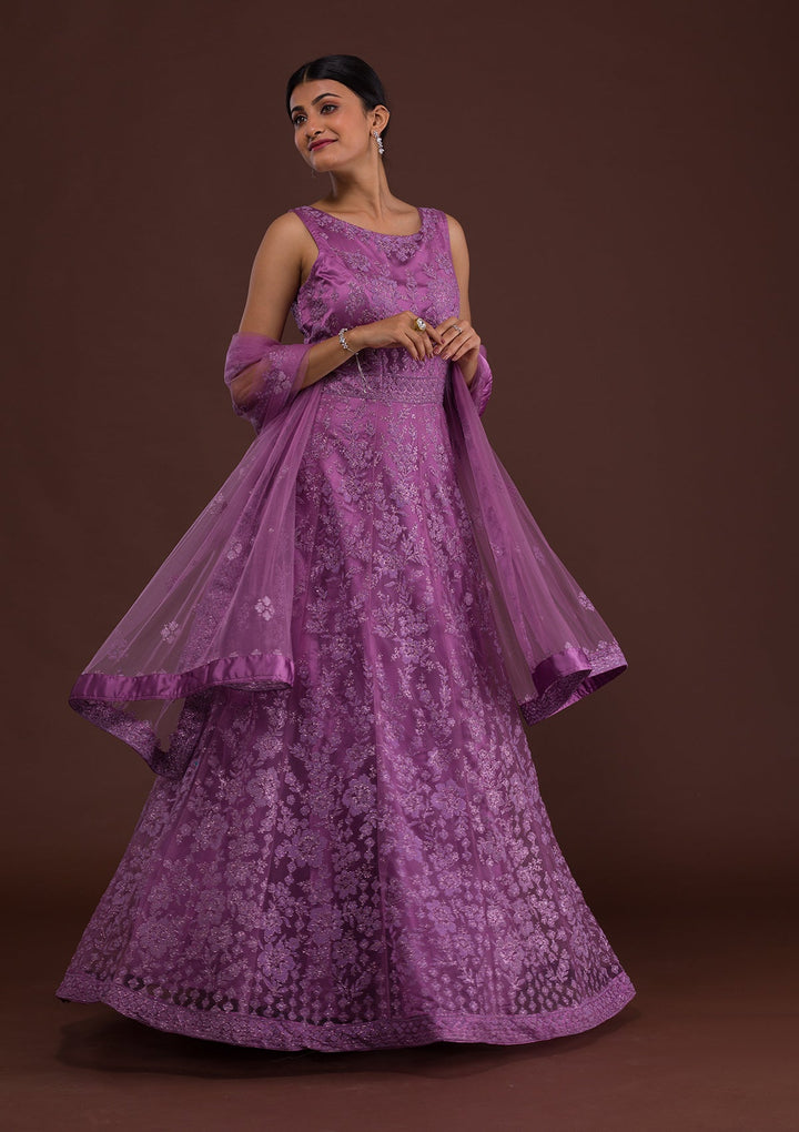Lavender Zariwork Net Designer Gown-Koskii